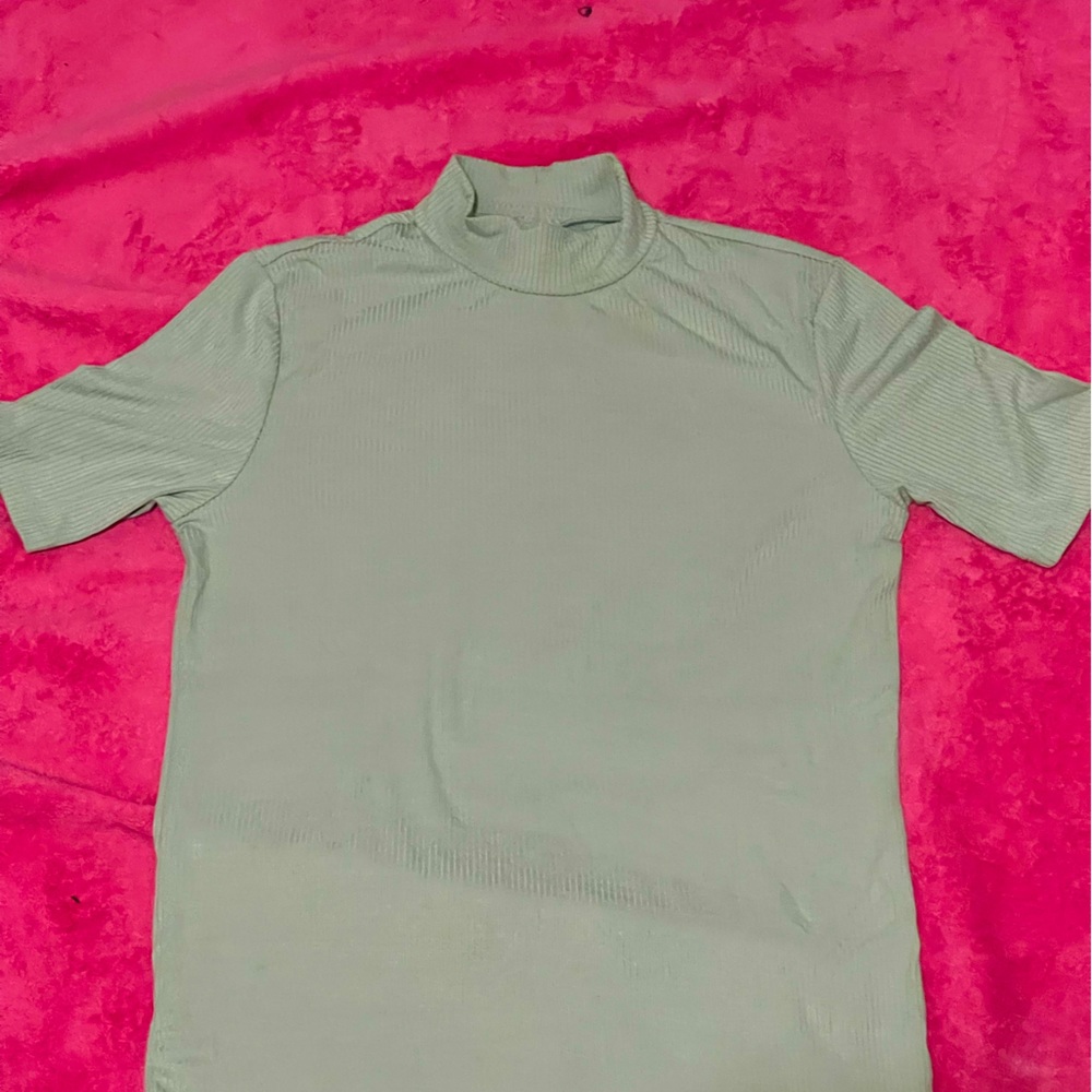 Sage green mock short sleeve top(buy 3 items for $5)